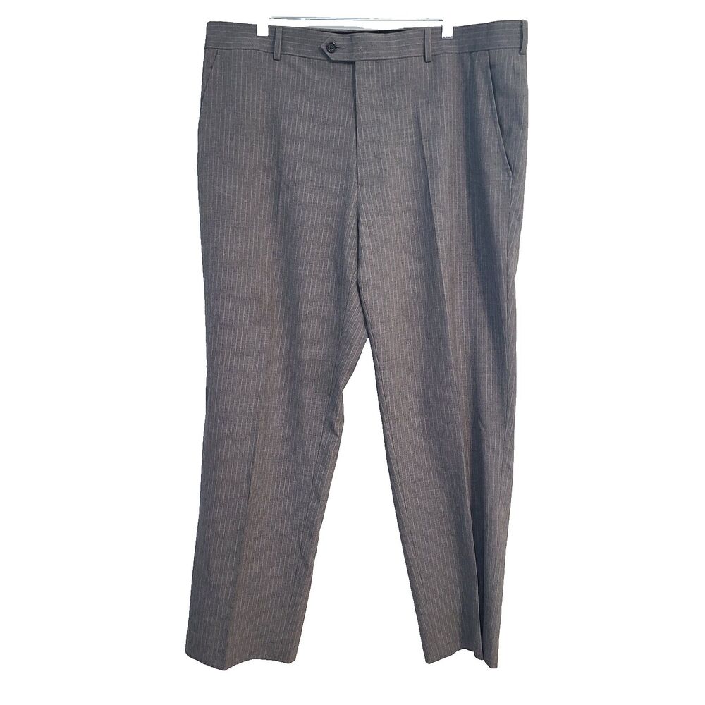 Stafford Mens 40X30 Gray Pinstripe Suit Pants Wool Blend Dark Academia Corpcore